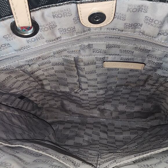 Michael Kors Gray MK Metallic Tote Bag - Picture 4 of 12